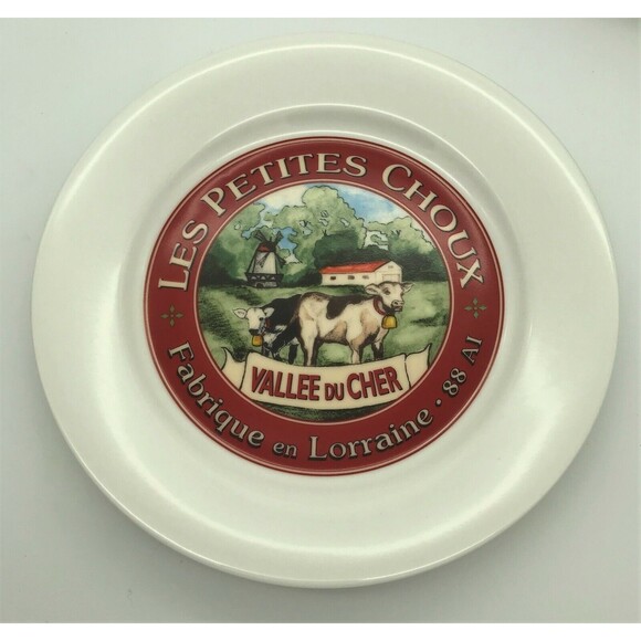 4 Restoration Hardware 8" Cheese Snack Plates 2003 Le Troupeau French Cows NIB - Picture 9 of 11